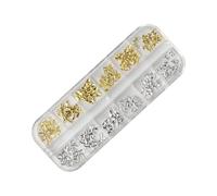 12 fentes de différents styles, nœuds, clous papillons, accessoires, y compris des designs punk et paillettes mignons pour les créations d'art d'ongles, décorations d'art