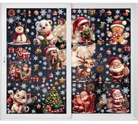 12 Feuilles 171 Pièces de Grande Taille pour Fenêtre de Noël, Père Noël, Renne, Chien, Chat, Autocollants, Fournitures de Fête pour la Maison, l'École, le Bureau