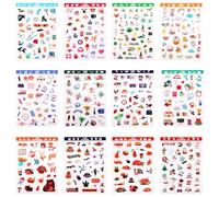 12 Feuilles Autocollant de Planificateur, 12 Styles Autocollants de Calendrier de Vacances Autocollants de Vacances de Scrapbooking pour Événements Généraux Quotidiens Enfants Cadeau