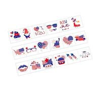 12 Feuilles Autocollant de Visage Temporaire à de Rayures Étoiles Autocollant de Visage de d ' Eau Patriotique pour l ' Événement du 4 Juillet Toboggan à Eau Art Permanent