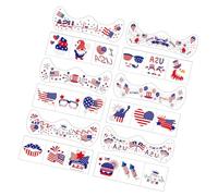 12 Feuilles Autocollant de Visage Temporaire à de Rayures Étoiles Autocollant de Visage de d ' Eau Patriotique pour l ' Événement du 4 Juillet Toboggan à Eau Art Permanent