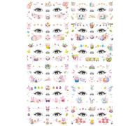 12 feuilles Autocollants Pailletés Pour Le Visage Pour Pâques, Autocollants De Maquillage Pour Enfants À Motifs De Dessins Animés, Autocollants De Tatouage, Spectacles