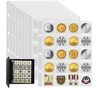 12 Feuilles Classeur Pieces de Monnaie, 240 Pochettes Classeur Pieces de Monnaie Collection, 45mm x 55mm Album de Pièces de Monnaie pour Ranger Pièces de Monnaie et Euros et Commémoratives, Penny