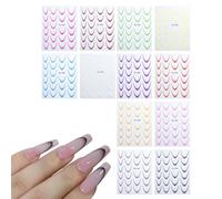 12 Feuilles Coloré Autocollants Ongles Français, Autocollants Ongles Français Auto-Adhésifs Lignes À Rayures, Accessoires De Manucure Pour Décorations D'ongles Pochoir