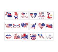 12 feuilles d ' autocollants de visage à d ' eau à de drapeau national pour les fêtes et célébrations du jour de l ' indépendance des et adultes, art permanent du visage à glissière