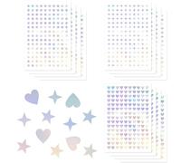 12 Feuilles d'Autocollants de Récompense Holographiques, Mini Autocollants en Forme d'Étoile et de Cœur Petits Autocollants en Aluminium pour Récompenses pour Enfants Décoration Intérieure