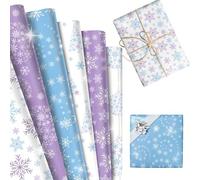 12 feuilles papier cadeau noel flocons neige hiver enchante glace pour anniversaire mariage fete bebe diy bricolage emballage cadeau