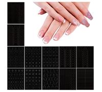 12 Feuilles Pochoirs en Vinyle Pour Nail Art, HOINCO Papillon Étoile Coeur Français Ongles Autocollants Modèle D'impression Pochoir Outil DIY for Women Manicure Decoration