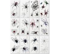 12 Feuilles Tatouages Temporaires D'Araignées Pour Halloween Autocollants 3D Imperméables En Forme De Toile D'Araignée Pour Des Fêtes Amusantes