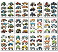 12 Feuilles Tatouages Temporaires Imperméables Et Phosphorescents Représentant Des Voitures De Dessin Animé Parfaits Pour Les Fêtes D'Enfants Et Les Cadeaux D'Anniversaire