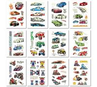 12 Feuilles Tatouages Temporaires Phosphorescents Imperméables Et Stylés Motif Voiture De Course Moto Pour Fêtes Ou Pour Voitures