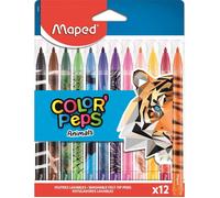 12 feutres de coloriage - Pointe moyenne - Assortiment - Color'Peps Animal - Maped