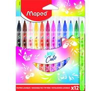 12 Feutres De Coloriage - Pointe Moyenne - Encre Lavable - Mini Cute - Maped