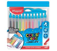 12 Feutres De Coloriage - Pointe Moyenne - Ultra Lavable - Color'peps Long Life - Maped