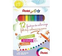 12 feutres de coloriage - Pour enfant - Pointe moyenne - Lavable - Pentel Arts