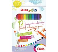 12 Feutres De Coloriage - Pour Enfant - Pointe Moyenne - Lavable - Pentel Arts