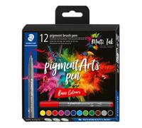 Staedtler – Feutres pointe pinceau Pigment Arts Pen 371 – Couleurs basiques – 12 feutres