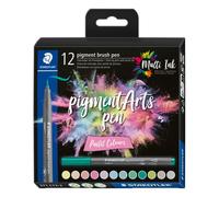 12 Feutres - Pointe Pinceau - Staedtler - Pigment Arts Pen - Couleurs Pastels