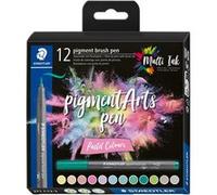 STAEDTLER - Pigment Art - Pigment brush 371 - Etui carton 12 feutres pointe pinceau couleurs pastel assorties - 371 C12-2