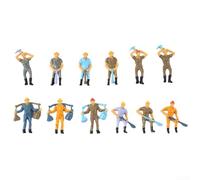 12 Figurines Ouvriers Ferroviaires Échelle 1:48 Peintes | Échelle 1:48 précise, 4 poses variées, manuelle réaliste, idéal modélisme train