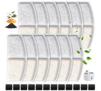 12 Filtre Fontaine Eau Chat pour TOPPLEE W04SP en Fontaine pour Chat de 2,8 L, Contient 12 Filtres à Système de Filtration à 3 Couches et 12 Éponges pour Pompe