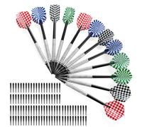 12 Flechette Pointe Plastique, Fléchettes avec 100 Embouts Remplacement, Durable Set de Flechettes à Pointe Souple pour Cible de Flechette Electronique