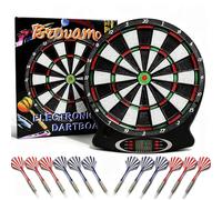 [12 fléchettes] Jeu de flechettes électronique Adulte, Brovamo Jeux de electronique adultesavec 12 fléchettes et,30-Pointe flechette Plastique,Cible electroniqueavec écran LCD,alimenté par Batterie