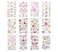 12 Gemstone Diamond -Sticker, Face Pour Enfants -Delstein -Sticker, Diy Creative Stickers Decoration, Tattoo Diamond Sticker, Sticker Colored Funny