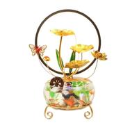 12" Gold Lotus Tabletop Water Fountain with LED Lights & Mini Fish Tank - Zen Indoor Waterfall for Desktop Ambiance | Luxury Decor for Home & Office (with Aperture)