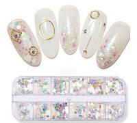 12 Grille Sirène Symphonie Nail Art Paillettes Paillettes Flocon Holographique Forme Mixte 3d Papillon Tranche Scintillant Manucure Décor
