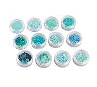 12 Grilles Paillettes Paillettes Ensembles de à Nail de Ongles Diy Décortiquées 3D Décorations d'art Nail (BLUE)