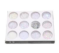 12 Grilles Paillettes Paillettes Ensembles de à Nail de Ongles Diy Décortiquées 3D Décorations d'art Nail (WHITE)