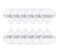 12 Houppette Bouffée de Maquillage de Visage Triangle pour Poudre Libre Éponge de Fond de Teint Cosmétique de Corps Doux Outil de Maquillage Poudre Minérale Sec Humide (Blanc)
