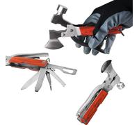 12 in 1 Camping Multitool mit Hammer Zange Beil Säge Schraubendreher, Campingwerkzeug, Kombi-Werkzeug mit Flaschenöffner, Taschenwerkzeug inkl. Aufbewahrungtasche für Camping, Survival Kit