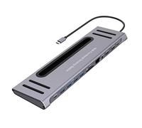 12 in 1 USB C HUB Multifunctional Docking Station Includes PD + 2XHDMI + 3.55mm o + SD/TF + 4XUSB3.0 + USB C