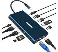 12 In 1 Usb C Hub, Usb C Station D'Accueil Triple Display 4K Dp/2*Hdmi, Macbook Pro/Air Usb C Adaptateur (5Gbps Usb A/C 3.0,1G Ethernet, Pd 100W, 3,5 Mm Mic, Sd/Tf) Pour Dell, Hp, Lenovo