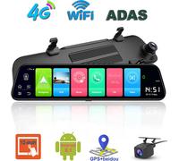 12 Inch 4G Streaming Full Screen High Definition Navigation 12" Overview Mirror Android 8.1 Black