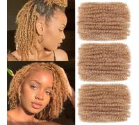 12 Inch Afro Kinky Curly Braiding Hair Bulk for Dreadlock Extensions 3 Packs Black Marley Twist Hairs Bulk for Mini Twist Repair Locs Spring Afro Twists Hair Bulks, 30g /Pack (27#, 8inch)