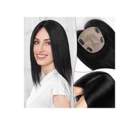 12 inch Clip in Human Hair Toppers，5"x5.5"Large Coverage for Women with ThinningHair Hair Extensions Pièces Wigs(With Bangs,Natural Black)