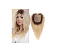 12 inch Clip in Human Hair Toppers，5"x5.5"Large Coverage for Women with ThinningHair Hair Extensions Pièces Wigs(Middle Part,Ombre Light Blonde)