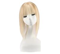 12 Inch Human Hair Topper with Bangs for Women ThinningHair,Lace Base with 3 Non-Slip Clips Big Size 5" x 5.5" Effet naturel et Volumineux(Mixed Blonde)