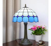 12 inch Lamp Stained Glass Table Lamp Bedside Reading Desk Light Mediterranean Night Lamp Antique Art Craft Gifts Lover Kid Living Room Bedroom Study,Blue