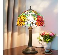 12 inch Lamp Vintage Dragonfly Table Lamp Stained Glass Bedside Reading Desk Light Grape Rose Night Lamp Antique Art Craft Gifts Lover Kid Living Room Bedroom Study,Rose