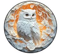 12-inch Luna-Inspired Owl Wooden Puzzle - 150 PCS 3D Round Animal Jigsaw, Intricate Laser-Cut Owl Puzzle for Adults and Teens, Decorative Art Puzzle Gift(#B)