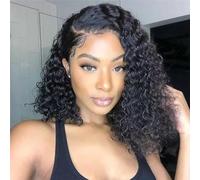 12 Inch Short Bob Wigs 13x4 Deep Wave Bob Wig Human Hair 180% Density Deep Curly 100% Virgin Human Hair Pre Plucked Wet and Wavy Glueless Transparent Lace Frontal Wig for Women Natural Hairline