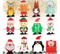 12 Jouets à Remonter de Noël, Jouets Mécaniques pour Noël, Jou-ets de Saut à Ressort, No-ël Wind Up Jou-ets, No-ël Clockwork Jo-uets, Jo-uet à Remonter Drôle pour Enfants Pochettes Surprise Cadeaux