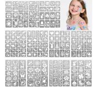 12 kits Pochoir Tatouage, 176+ Pochoirs de Tatouage Temporaire en Henné Réutilisables, motifs de peinture corporelle DIY pour le visage, art corporel, pochoirs