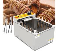 伟 祥 12 L Commercial Corn Dog Fryer, Automatic Electric Deep Fryers Making Machine with 8 Detachable Hooks, Large Capacity Cheese Hot Dog Sticks Frying Machine, 50-200℃ Temperature Adjustable