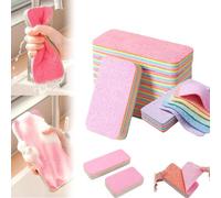 12 Layer Microfiber Sponge, Layered Microfiber Sponge, Rainbow Colors Microfiber Rag Sponge Reusable Absorbent Rainbow Sponge for Kitchen, Bathroom, Living Room (L,1PCS)