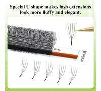 12 lignes 0,07C D NAGARAKU Extensions de cils 4D en forme de U Premium U-YY Cils doux et moelleux Faux cils en éventail prêts à l'emploi Fibre chimique